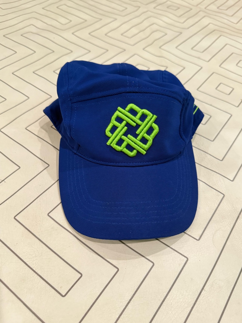 Betenly Blue Athletic Cap with Neon Green Knot Logo